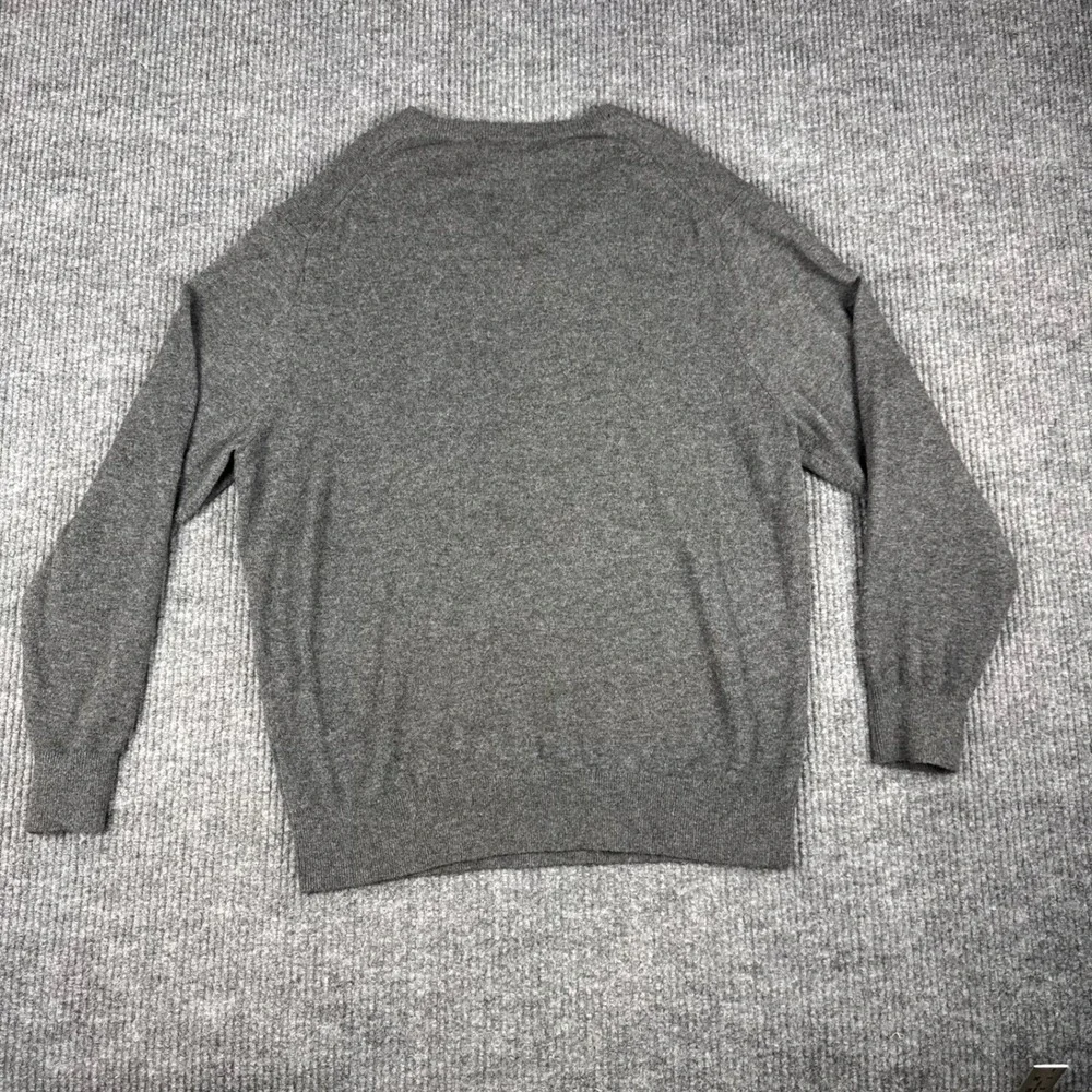 Cremieux Luxury Cashmere Sweater Mens XL Gray V-Neck Pullover Soft Knit Classic